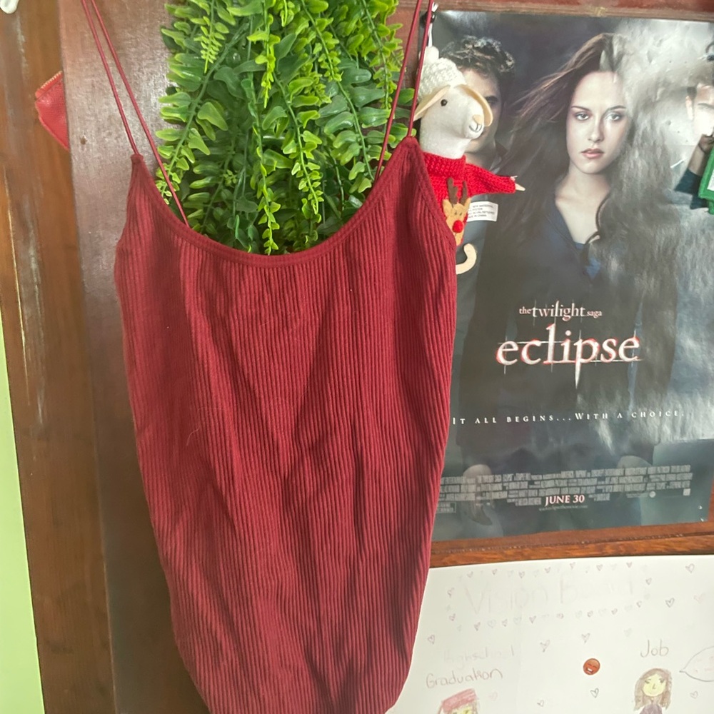 Forever 21 Red Strappy Fitted Bodysuit